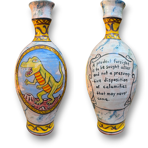 Stacy Lambert 13" Narrative Dinosaur Bottle DP6398 SOLD